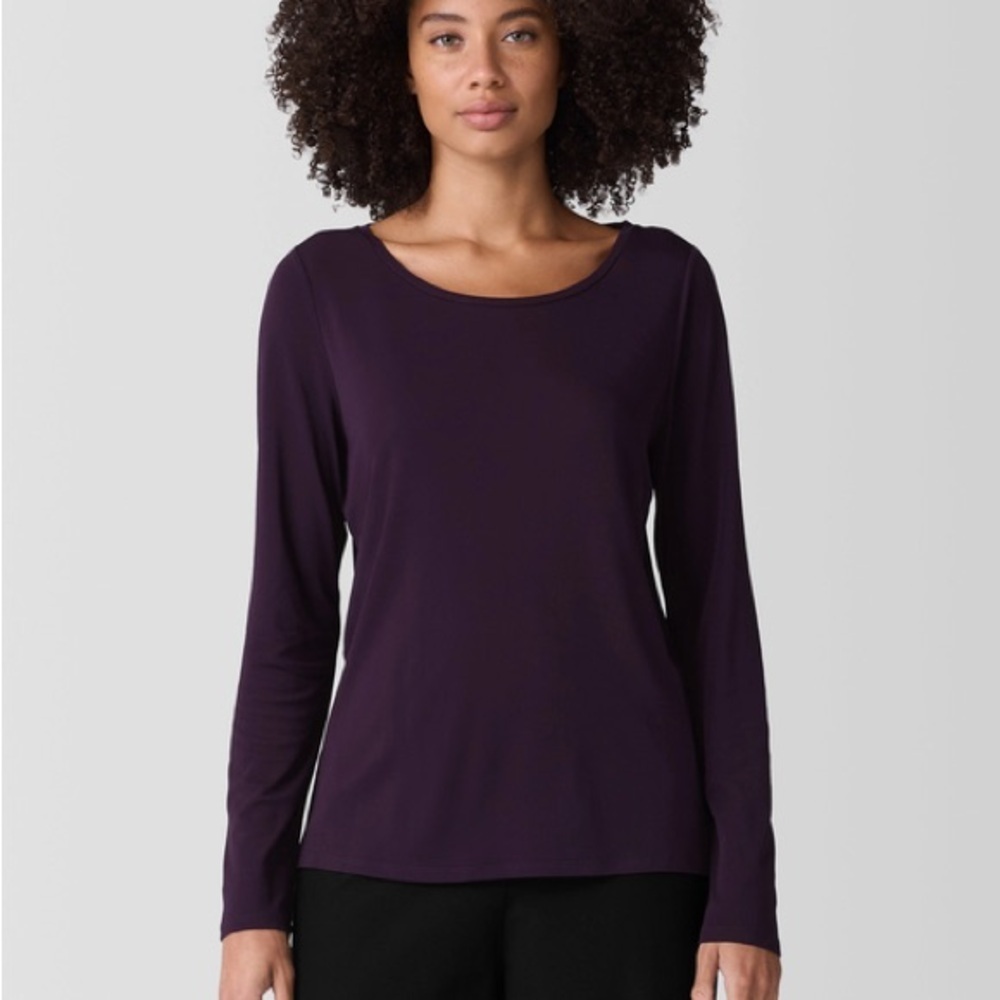 Eileen Fisher Rich Plum Long Sleeve Tee